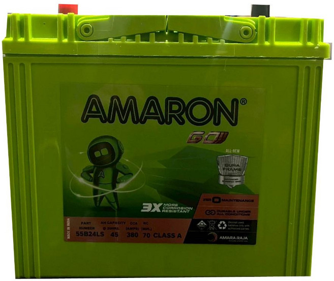 AMARON 愛馬龍【55B24L R RS LS】日規車用電瓶 免加水 銀合金汽車電池 充電快速, 1個, 愛馬龍-55B24LS