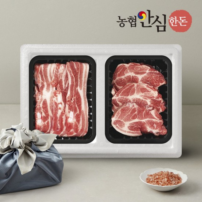 [농협안심한돈] 무항생제 한돈선물세트 1.2kg 삼겹살+목살, 1개
