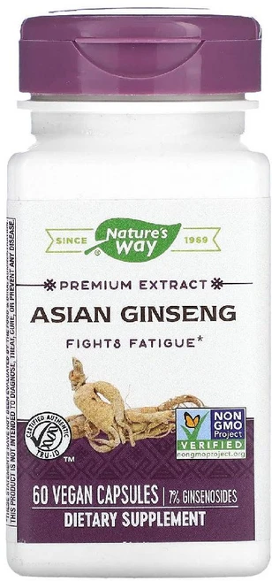 네이처스웨이 아시안 긴생 진생 아시아인삼뿌리추출물 Asian Ginseng 베지캡슐 60정, 1, 1개 - 쿠팡