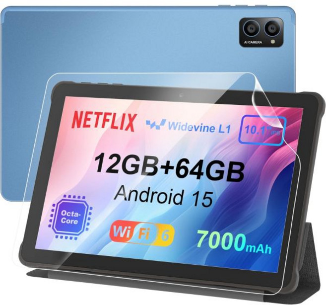 2025년 최초 출시 AWOW UTBook 안드로이드 15 태블릿 10인치 12GB 64GB 1TB 확장 와이드바인 L1 넷플릭스 호환 8코어 CPU A523 7000mAh 풀, Android 15