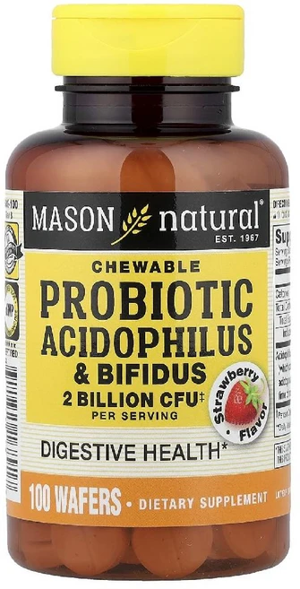 메이슨내추럴 유산균 프로바이오틱 애시도필러스 비피더스 딸기맛 20억CFU 츄어블 100정 - 쿠팡