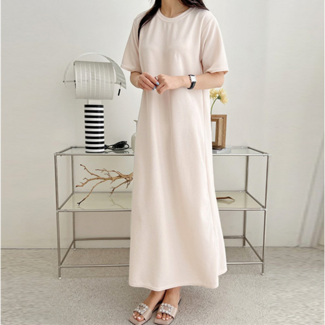 마이쏭 여성 빅사이즈 루즈핏 여름원피스 반팔 임부복 제아에이라인롱원피스