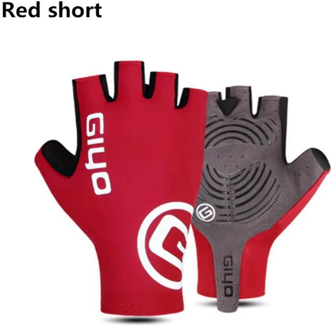giyo 터치 스크린 긴 전체 손가락 반 손가락 젤 스포츠 사이클링 장갑 mtb 도로 자전거 타기 경주 여성 남성 자전거 장갑, l, 색상: 9. red short / 크기: A. XL, 1개
