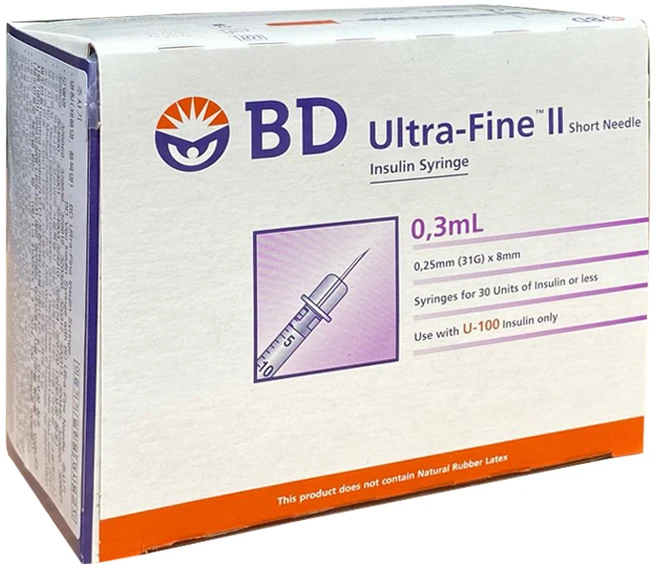 BD 인슐린 주사기 BD울트라파인ll 31G 8mm 0.3ml, 1개 - 쿠팡
