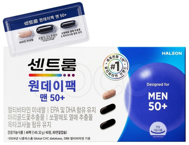센트룸 원데이팩 맨 50+ 40일분 코스트코 50대 남성 영양제, 1, 80정