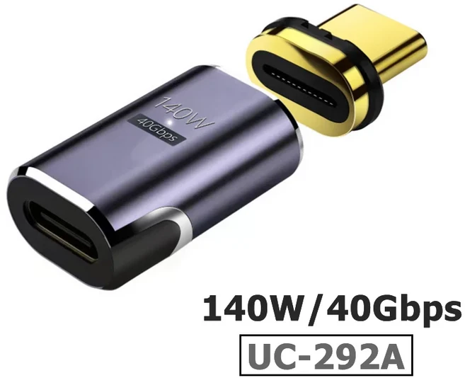 썬더볼트 3 마그네틱 어댑터 USB C 타입에서 C 타입 고속 충전 자석 컨버터 케이블 8K @ 60Hz PD140W USB4., A-140W 40Gbps