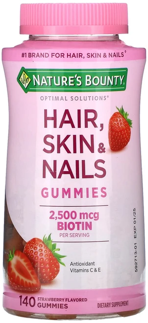 특별한효과 Nature's Bounty Optimal Solutions® 모발 피부 손발톱을 위한 구미젤리 딸기 맛 구미젤리 140개 곧일시품절됩니다, NaturesBountyOptimalSolutions모 - 쿠팡