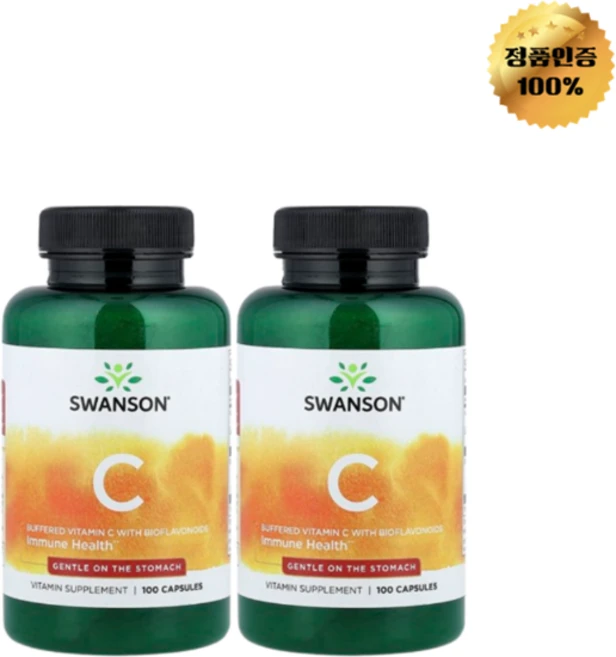 1+1 스완슨 바이오플라보노이드 함유 완충형 비타민C 캡슐 100정, 2개 - 쿠팡