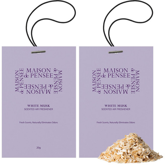메종드 펜세 퍼퓸 에어프레셔너 샤쉐 차량용 방향제, 2개, 화이트 머스크