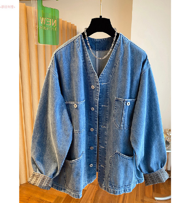 復古V領牛仔外套