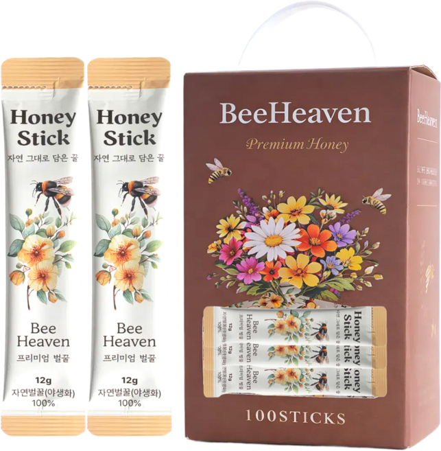 비헤븐 최상급 프리미엄 야생화 자연 꿀스틱, 100개, 12g