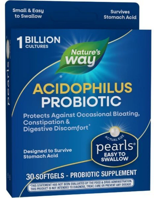 네이쳐스웨이 Nature's Way Acidophilus Probiotic Pearls Supports Digestive Balance & Gut Health Reduce, 30 Count (Pack of 1), 1개, 30정 - 쿠팡