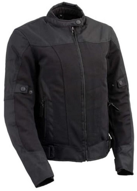 Milwaukee Leather Women’s Classic Textile Crossover Motorcycle Jacket - 1300D Nylon Vented All-S, Medium, Mpl22706-black