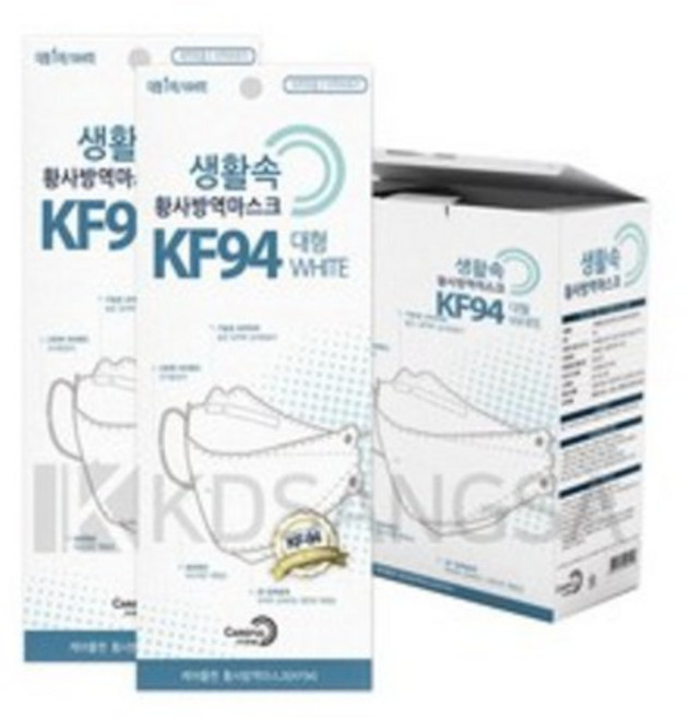 케어플 생활속 황사방역마스크 대형 KF94, 50개입, 2개, 화이트