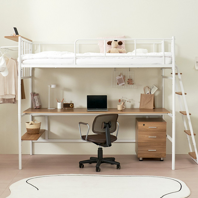 침대책상 성인벙커침대 좁은방 퍼니엘 안젤라 책상침대 멀티싱글 구.북타임책상, 화이트