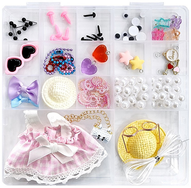 모루인형만들기 치마 가방 키트 눈 코 안경 목걸이 인형꾸미기 부자재, 1개