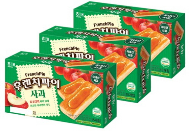 해태제과 사과 후렌치파이, 192g, 3개