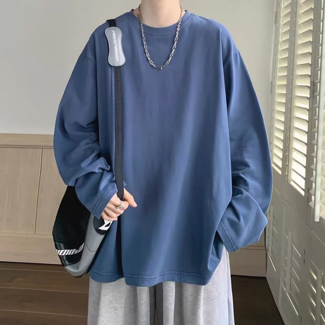純色長袖長T 打底衫 素色大學T 圓領長t 寬鬆休閒長T