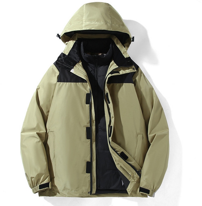 FANSYLI 남여공용 아웃도어 등산복 가을겨울 방수 다운 세트 내피탈부착 등산복 후드집업 트레이닝점퍼+다운 투피스 W2410O20