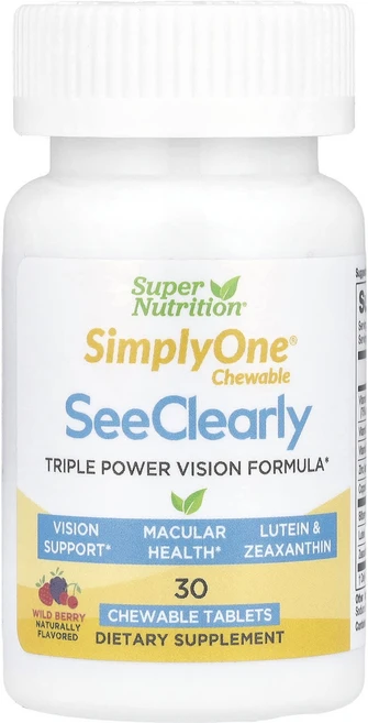 효과가좋습니다 Super Nutrition SimplyOne See Clearly 트리플 파워 비전 포뮬라 와일드 베리 맛 츄어블 30정 고급영양제, Super Nutrition SimplyOne S..., 1개 - 쿠팡
