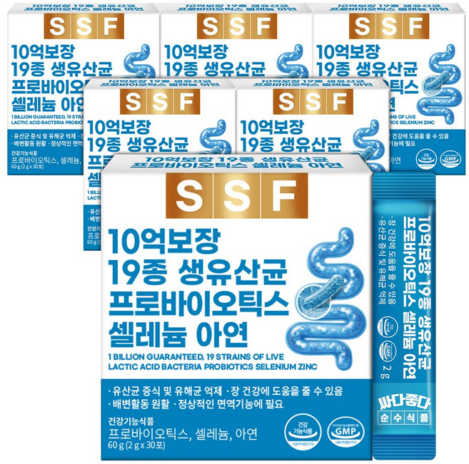 순수식품 19종 생유산균 프리 프로바이오틱스 셀레늄 아연, 60g, 6개