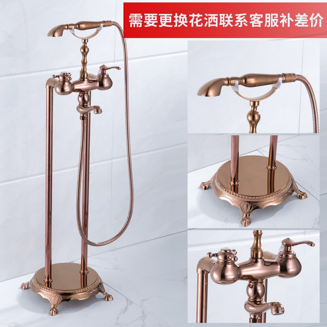 황동수전 스탠딩 욕조 수도꼭지 샤워 유럽스타일 구리 골드 앤티크 빈티지 골동품 블랙 청동, 1개