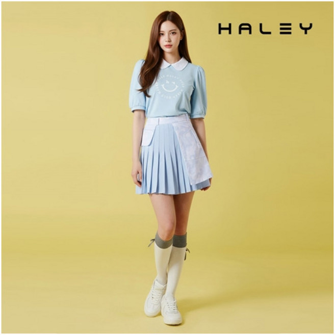 [헤일리] 골프 여성 카모 패턴 랩 주름 플리츠 큐롯 스커트 HUBWK1207