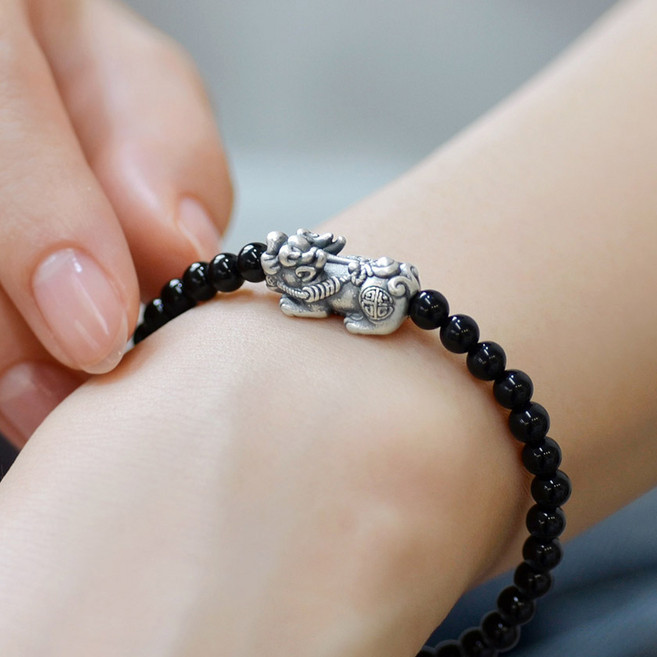 반지소 도담 실버99.9 비휴 용귀 오닉스 천연석 행운 팔찌