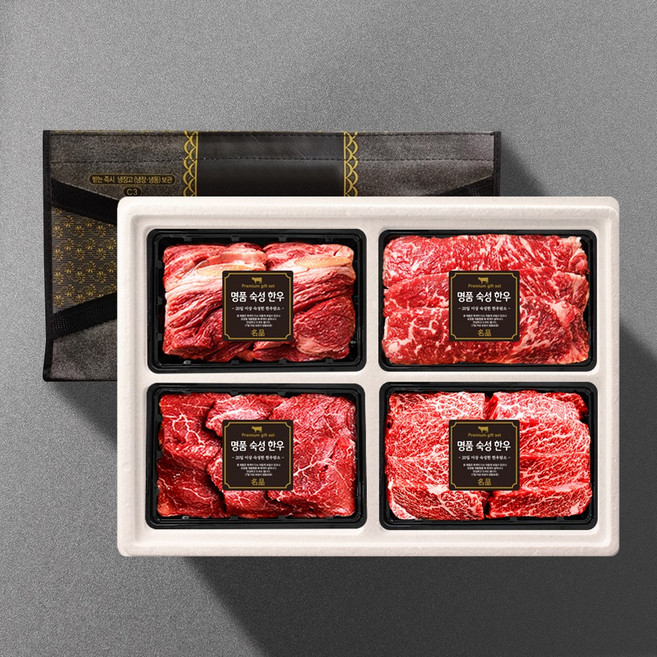 [기품맛담] 1등급 한우암소 구이혼합 1.6kg 선물세트 1호(꽃4안4채4특4), 1개