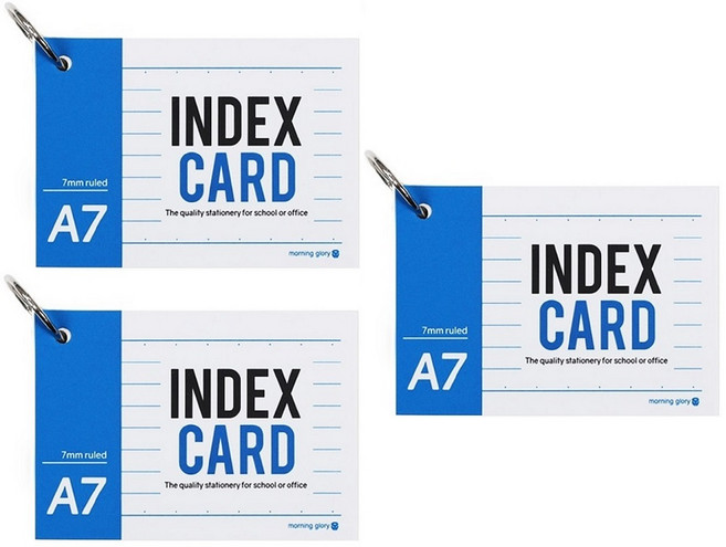모닝글로리 2000 A7 유선 정보카드 항균 링 단어장, 3개