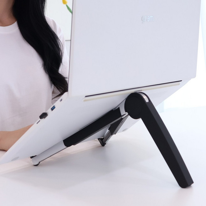 빈시엔 휴대용 노트북 거치대 경량 높이조절 접이식 가벼운 받침대, 블랙