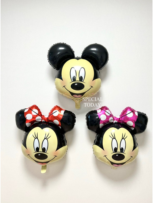 미키마우스 미니마우스 은박 풍선 / 셀프촬영 파티용품 생일파티 브라이덜 샤워 이벤트 프로포즈, 미니마우스 (핑크리본)