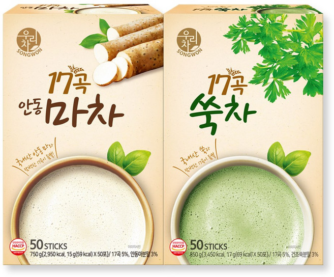 송원 우리차 17곡 안동마차 50T + 쑥차 50T, 1세트, 50개입, 15g