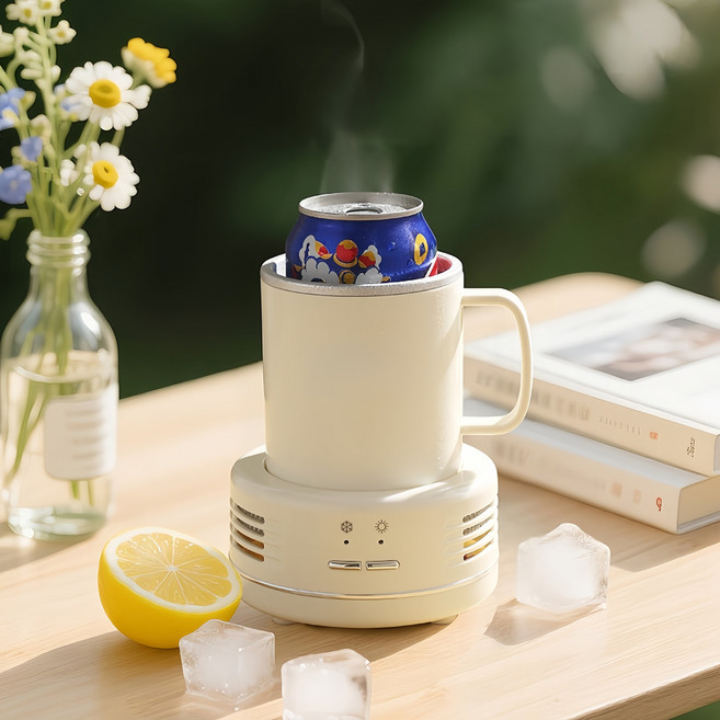 Mochae 급속 냉각컵 휴대용 스마트 쿨링컵 2in1 보온 보냉 차량용 사무실 맥주 아이스 음료 여름, 1개, 500ml, 흰색