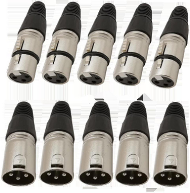 (암 수 5세트) 캐논잭 xlr커넥터 연장케이블 마이크선 납땜 마이크커넥터, 실버블랙, DX-3MF