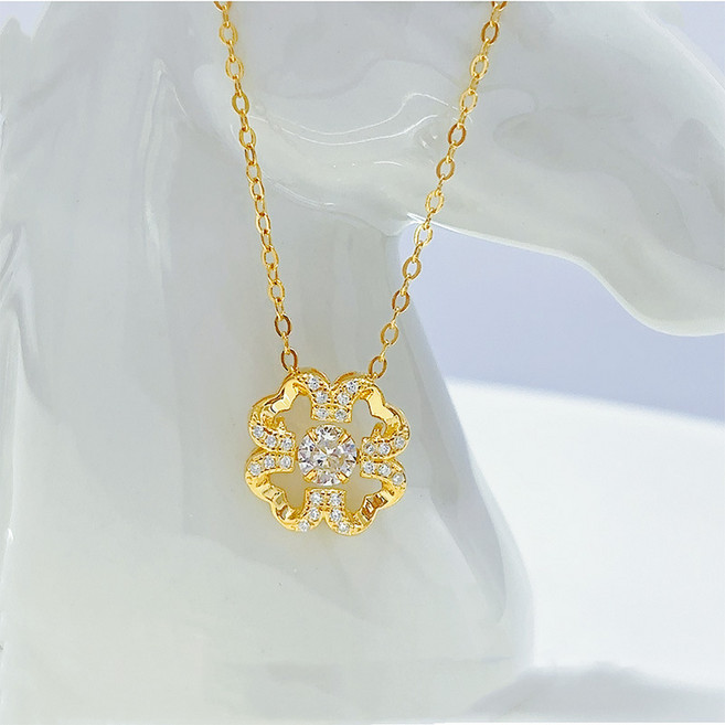 종로체인 14k 18k 수정 네잎클로버 여자 금 목걸이