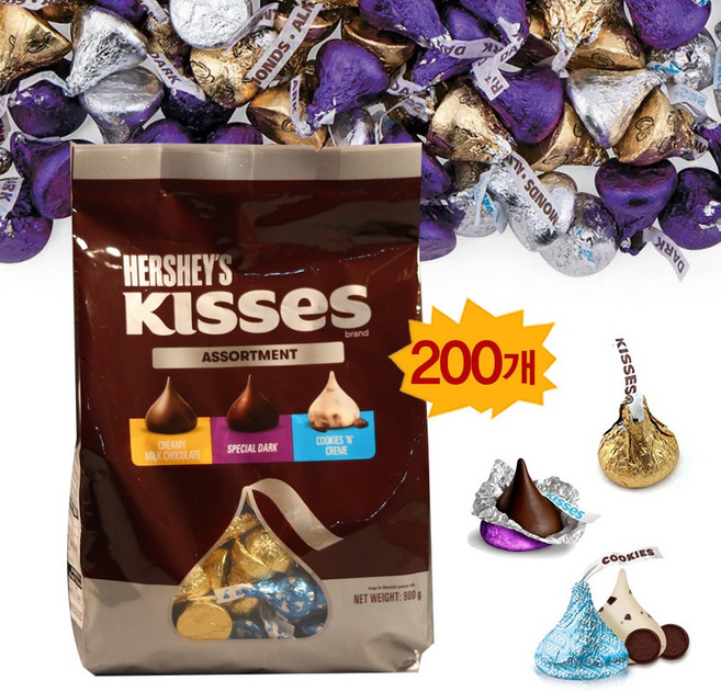 키세스 허쉬 초콜릿 다크 + 밀크 + 쿠키앤크림, 900g, 1개