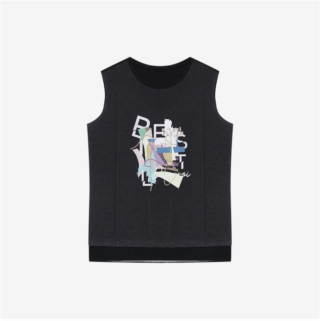 베스띠벨리 그래픽 프린트 슬리브리스 BKIBE2810