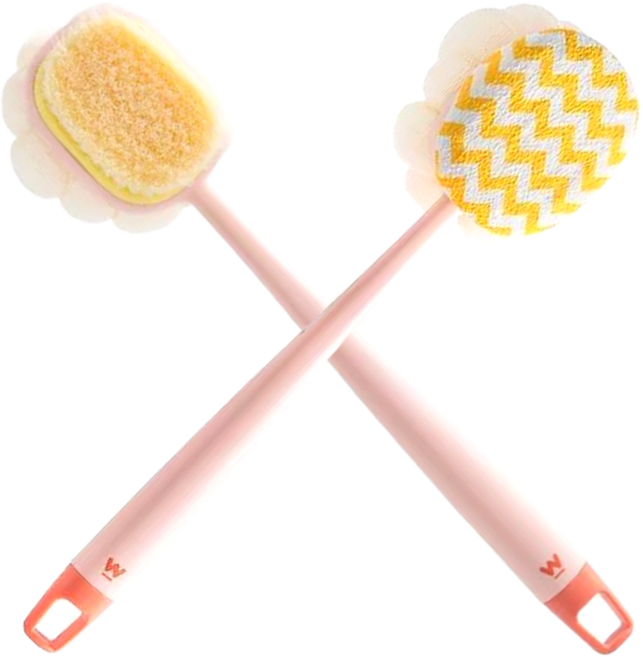 오피셜에이치 등드름 바디브러쉬 등 때밀이 봉, 핑크, 1세트, 2개입