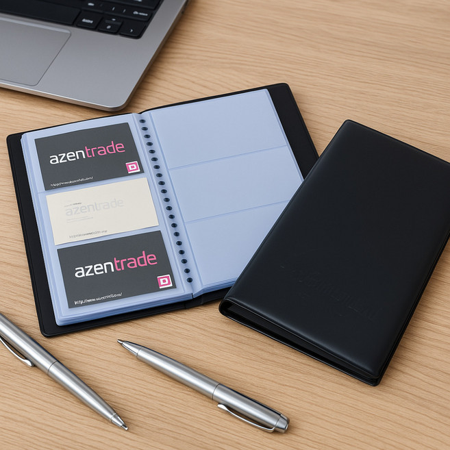 피크라운 심플한 명함집 명함첩 수납 앨범형, 180매, 블랙