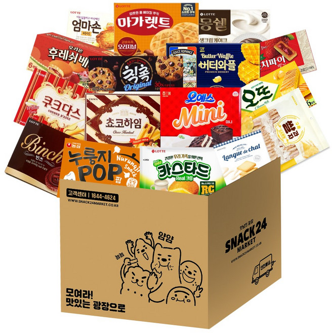 탕비실 사무실 꽝꽝 탕비실용 대용량 박스과자세트16p(초코하임+버터와플+엄마손+오예스+마가렛트+오뜨+몽쉘+칙촉+쿠크다스+카스타드+롯샌+후렌치+누룽지팝+빈츠+쌀과자+후레쉬), 과자 16p, 1세트