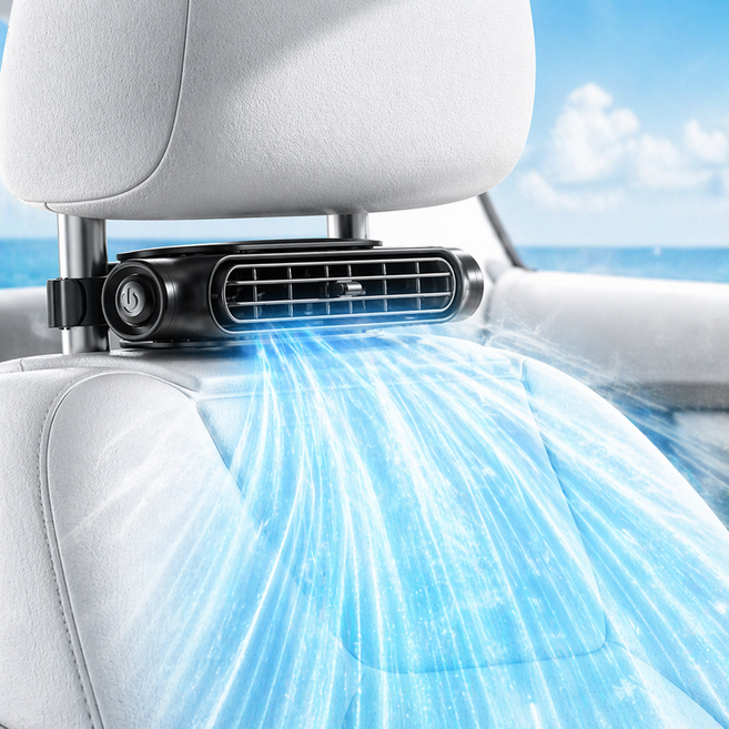 [급속냉각] 모아젤 초강풍 차량 등목 선풍기 - 무소음 헤드레스트 넥 쿨러, 블랙, CF-101