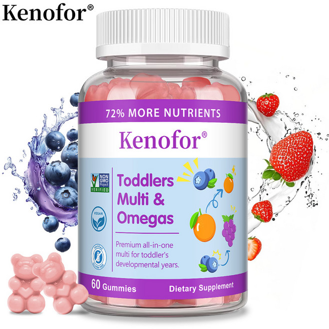 어린이 멀티비타민젤리 - 비타민 C D B6 EPA DHA 아연 오메가3 함유 - 어린이 성장영양지원 포뮬라, 1개, 60회분