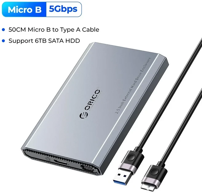 ORICO HDD 케이스 2.5인치 하드 드라이브 인클로저 USB3.1 타입-C 외장 알루미늄 합금&ABS 방열 설계 맥북, 01 USB3.0