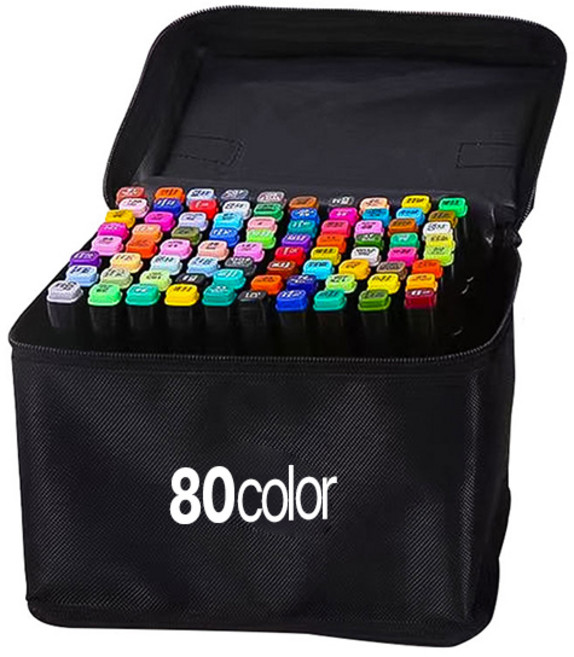 마카펜 80색 디자인마카 드로잉용 펜홀더PP + 가방 세트, 80개
