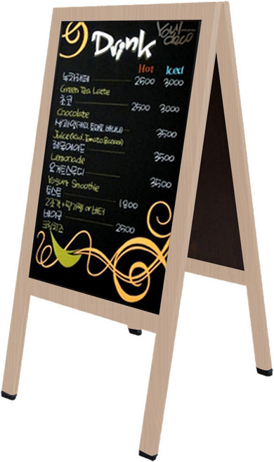 가나칠판 단면 양면 대형이젤 블랙보드, 오크MDF