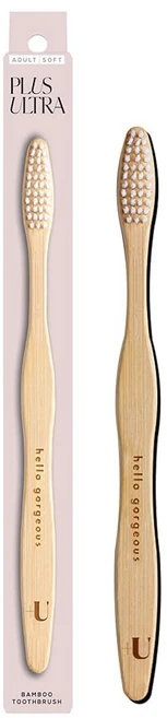 플러스 울트라 대나무 칫솔 - BPA 프리 소프트 브리스틀 치과 의사가 승인한 올 내추럴 브러시와 브러시 스마일이 손잡이에 반복적으로 에칭됩니다, Hello Gorgeous - 쿠팡