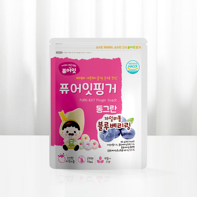 [퓨어잇] 유기농 쌀과자 떡뻥 아이간식 반찬 음료 42종 10+2, 블루베리, 40g, 1개