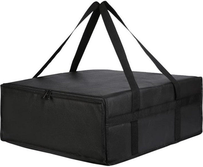 HAIMINGJUN 더블 핸들이 있는 푸드 피자 데벨리비 백 대용량 방수 피자 워머 운반 케이스 (상업 및 전문가용), 짜여진 직물과면, 검은색