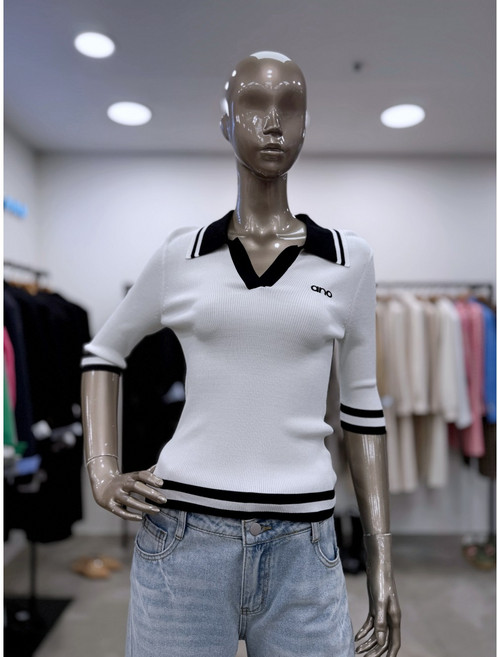 제시뉴욕 여성 니트 카라 버튼 골지 탑 베이직 니트티